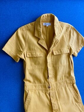 Madewell Yellow Short-Sleeve Utility Jumpsuit